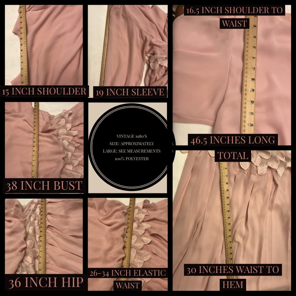 VINTAGE 1980'S PINK BLOUSON DRESS (L) - Picture 13 of 15